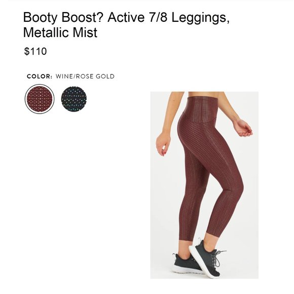 Spanx Booty Boost Active 7/8 Leggings, Metallic Mist - Picture 3 of 6